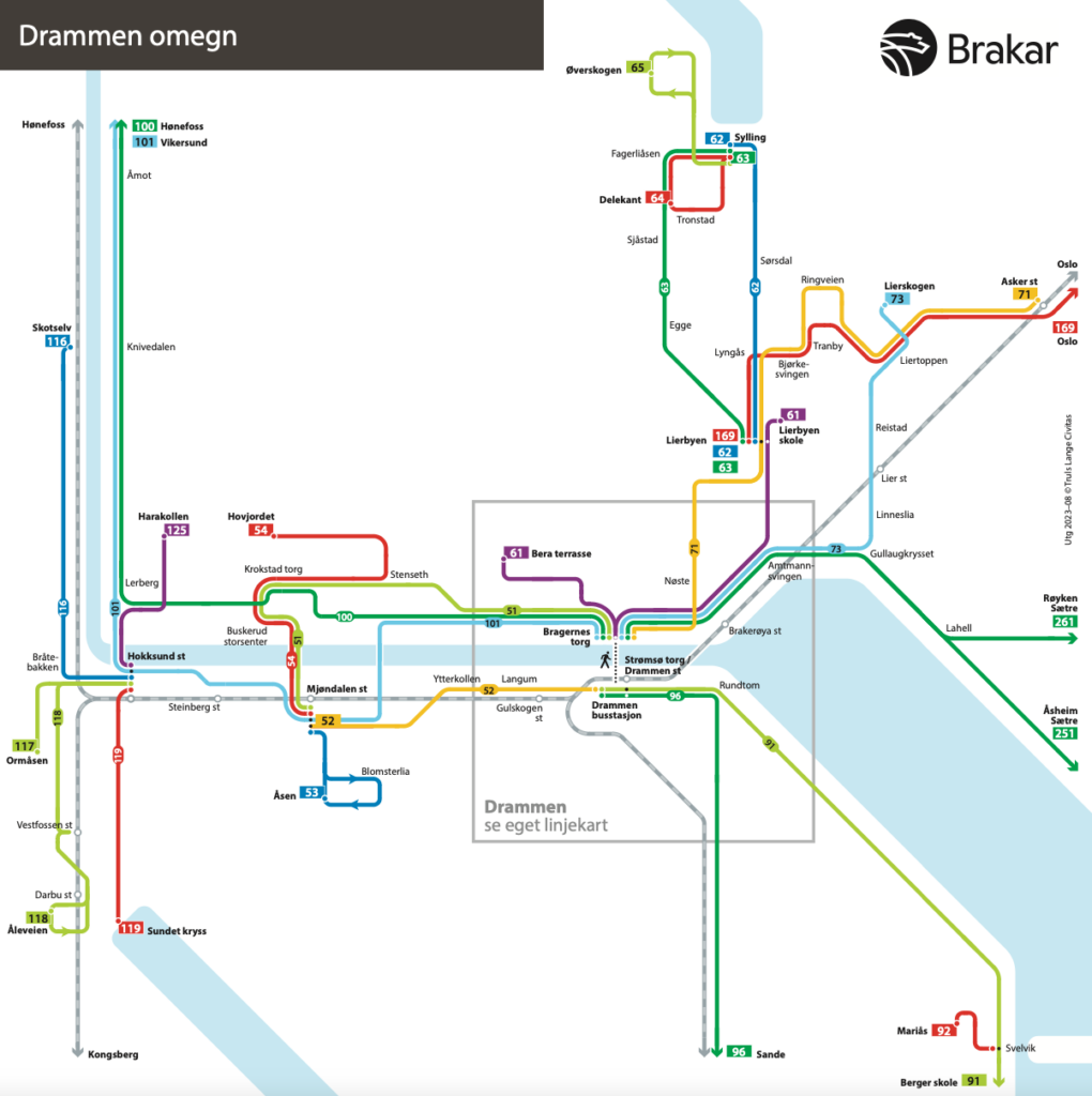 Linjekart Drammen og omegn