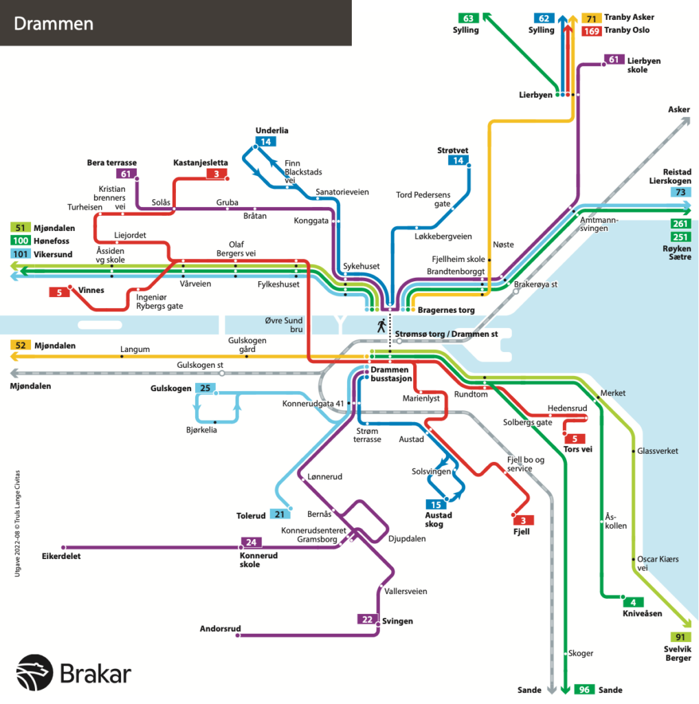 Linjekart for Drammen