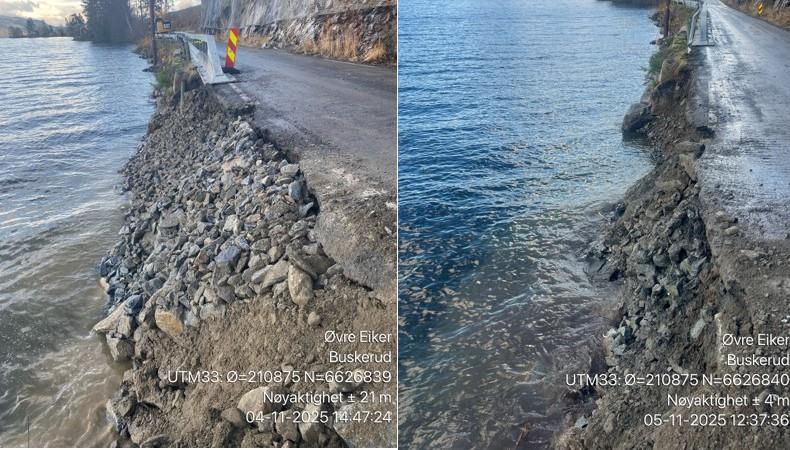 Bilde av raset ved Hakavikveien