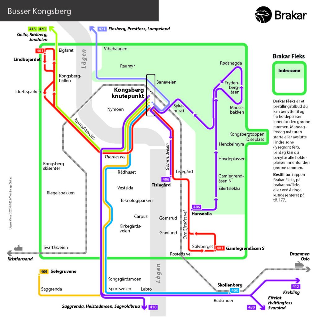 Linjekart for Kongsberg